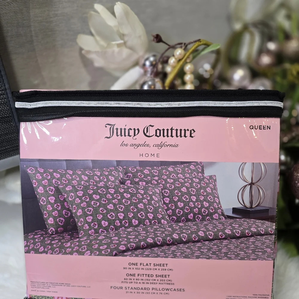 Juicy Coulture Queen Leopard heart print 6piece Sheets SetBrand new